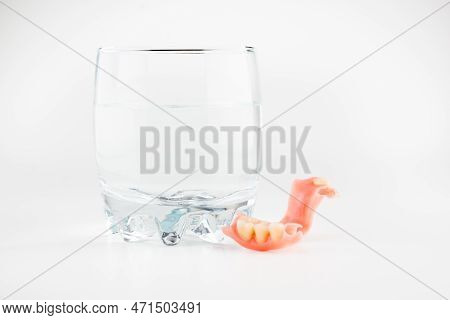 New Removable Dental Prostheses Isolated On White Background