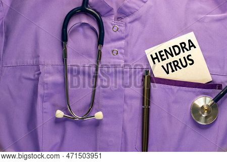 Hendra Virus Symbol. Concept Words Hendra Virus On White Paper Card. Beautiful Purple Background. Me