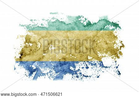 Gabon, Gabonese, Gabonian Flag Background Painted On White Paper With Watercolor