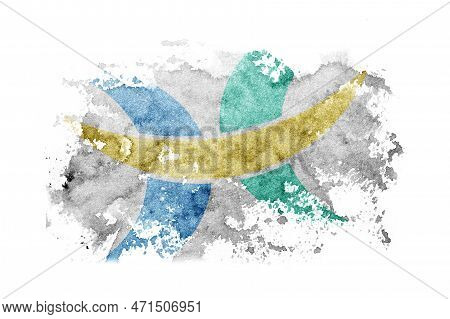 Japan, Japanese, Hokuto, Hokkaido, Oshima, Subprefecture Flag Background Painted On White Paper With