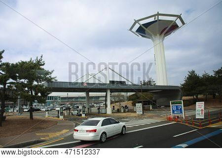 Exterior Architecture Building Of Gimhae International Airport For Korean People And Foreign Travele