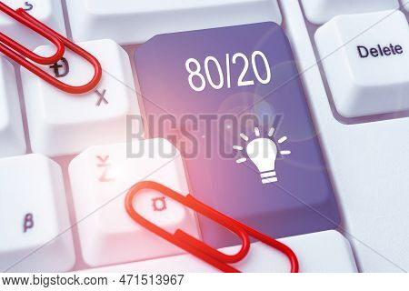 Sign Displaying 80 To 20 Percent. Business Concept Of Pareto Principle Of Factor Sparsity Statistica