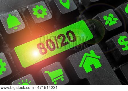 Sign Displaying 80 To 20 Percent. Business Concept Of Pareto Principle Of Factor Sparsity Statistica