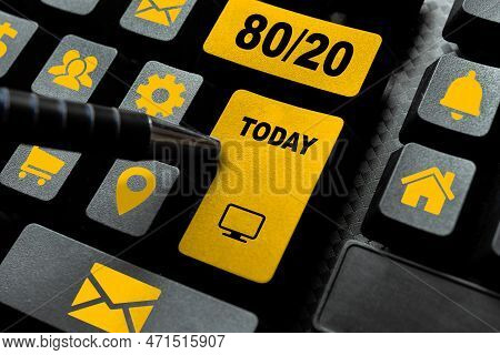 Sign Displaying 80 To 20 Percent. Business Concept Of Pareto Principle Of Factor Sparsity Statistica