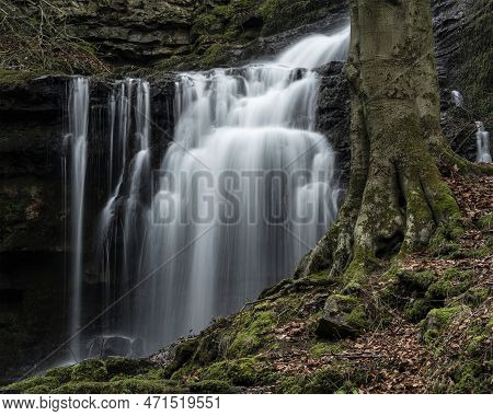 Beautiful Peaceful Landscape Image Of Scaleber Force Waterfall In Yorkshire Dales In England During 