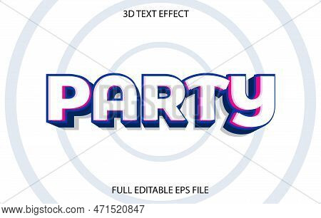 Party 3d Text Effect Editable Background Typeset