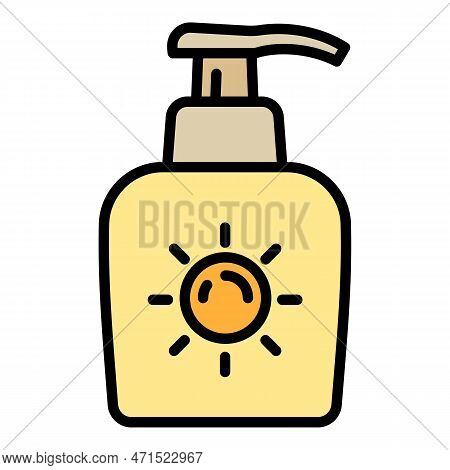 Sunscreen Cream Dispenser Icon. Outline Sunscreen Cream Dispenser Icon For Web Design Isolated On Wh