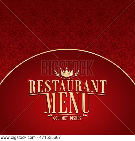 Gourmet Dishes. Restaurant Menu Design On A Red Background. Vector Illustration