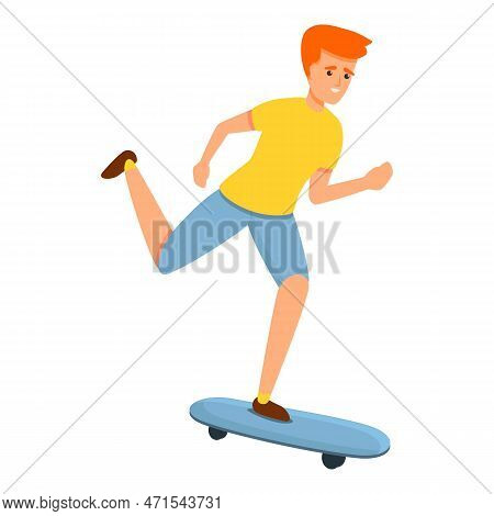 Fast Boy Skateboarding Icon. Cartoon Of Fast Boy Skateboarding Icon For Web Design Isolated On White