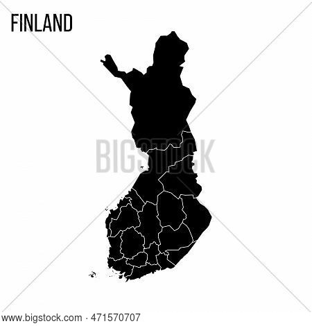 Finland Political Map Of Administrative Divisions - Regions And One Autonomous Region Of Aland. Blan