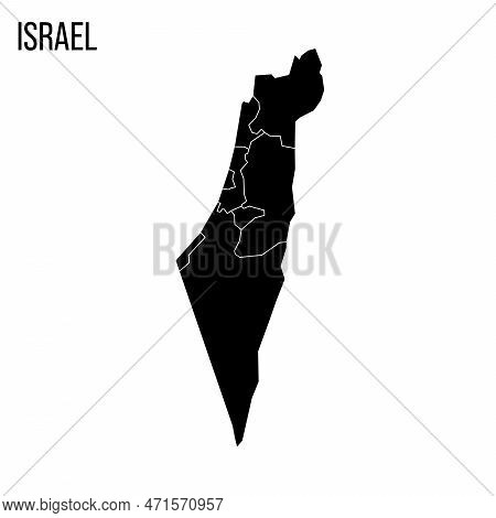 Israel Political Map Of Administrative Divisions - Districts, Gaza Strip And Judea And Samaria Area.