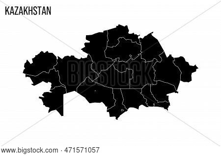 Kazakhstan Political Map Of Administrative Divisions - Regions And Cities With Region Rights And Cit