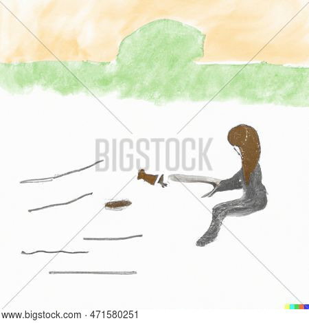 A Brunette Girl Playing Near The River Collecting Flowers And Fruits