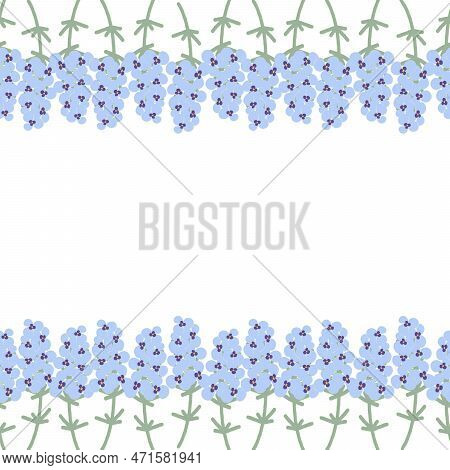 Colorful Endless Frame In Trendy Pale Violet Shades With Flower Elements. Copyspase. Isolate. Eps