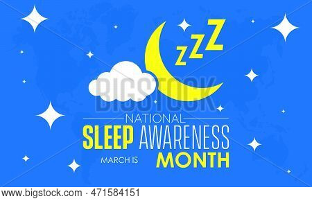 National Sleep Awareness Month. Consider Of Your Well-being Impact Concept Banner, Template, Card, B