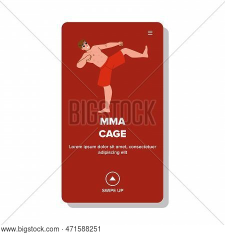 Mma Cage Vector. Fight Martial, Competition Mixed, Arts Combat, Ring Fighter, Arena Mma Cage Web Fla