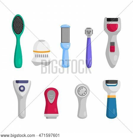 Callus Remover Set Cartoon. Pedicure Care, Electric Body, Remover Hand, Hygiene Skin, Tool Callus Re