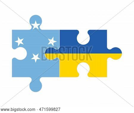 Connected Puzzle Of Flags Of Micronesia And Ukraine, Vector