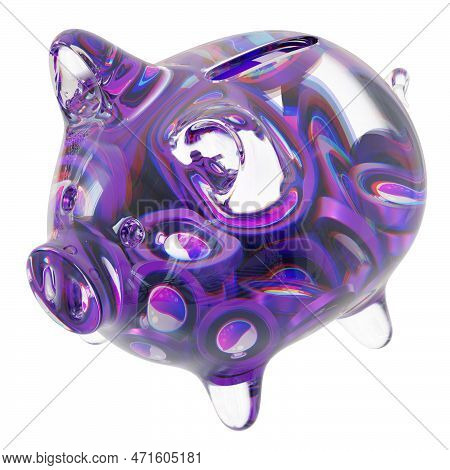 Osmosis (osmo) Clear Glass Piggy Bank With Decreasing Piles Of Crypto Coins. Saving Inflation, Finan