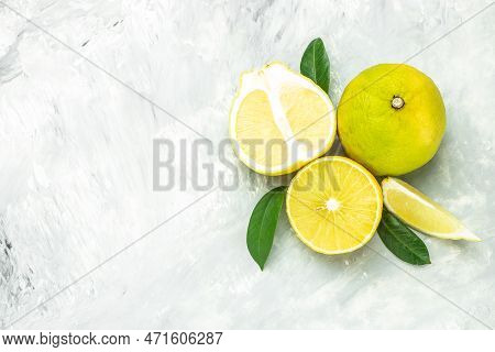 Bergamot. Fresh Bergamot Fruit, Kaffir Lime, Citrus Bergamia. On A Light Background. Banner, Menu, R