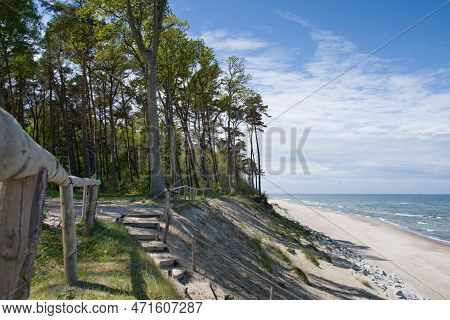 Coastal Path Along Beach In Rewal Village, Baltic Sea, Poland