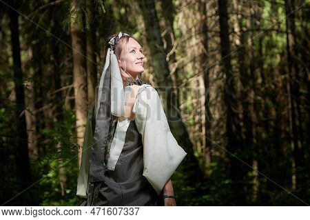 Beautiful Seductive Dryad. Pagan Spirit Of The Forest. Portrait Of Beautiful Dryad. Fairy Who Loves 