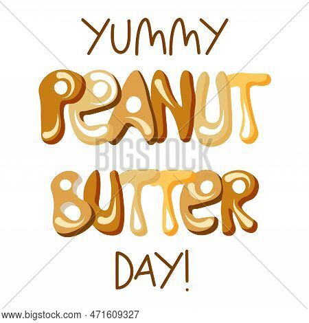 Set Of Peanut Butter Elements. Peanuts, Splash And Pancakes Drizzled With Maple Syrup