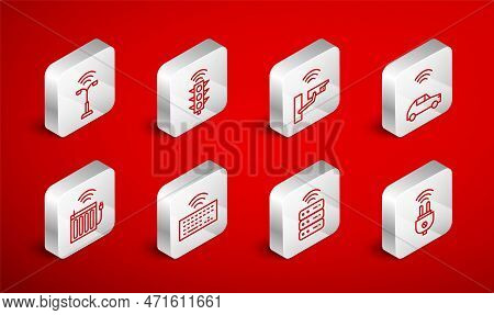 Set Line Smart Electric Plug, Traffic Light, Security Camera, Car System With Wireless, Server, Stre