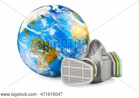 Reusable Half Face Cover With Earth Globe, 3d Rendering Isolated On White Background