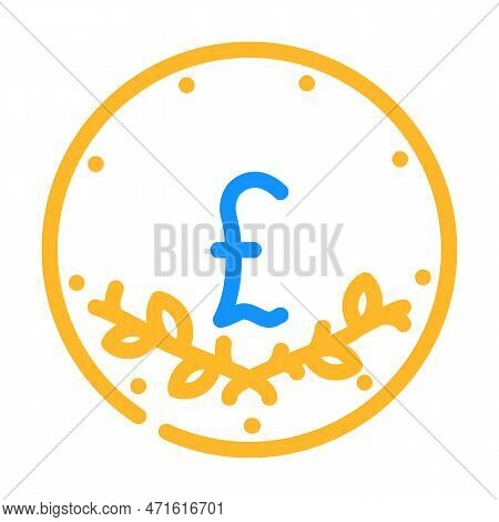 Gbp Coin Color Icon Vector. Gbp Coin Sign. Isolated Symbol Illustration