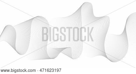 Wave Line Background With Smooth Shape. Beautiful Wavy Line On Background. Horizontal Banner Templat