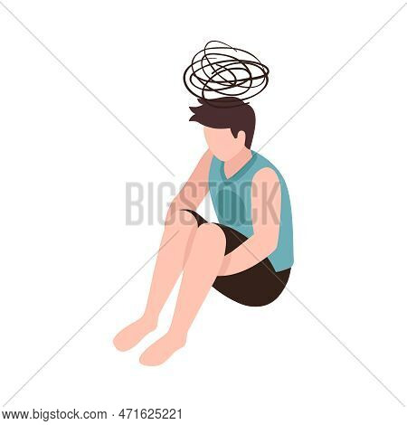 Isometric Partners Husband Wife Conflict Quarreling Family Domestic Abuse Composition Vector Illustr