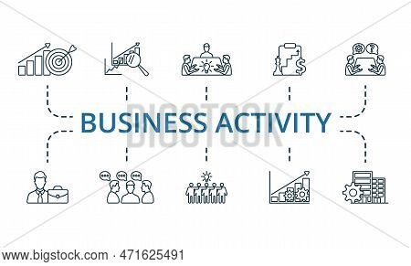 Business Activity Icon Set. Monochrome Simple Business Activity Icon Collection. Business Target, Be