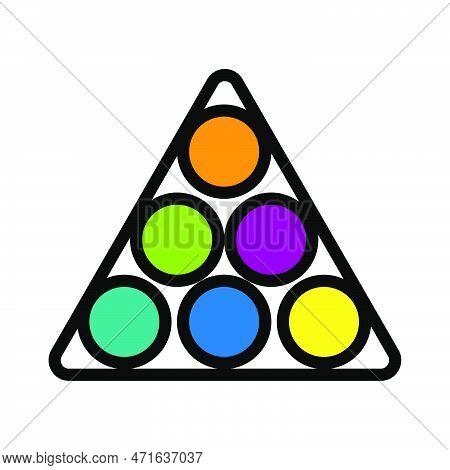 Billiard Balls Line Icon Isolated On White Background. Black Flat Thin Icon On Modern Outline Style.