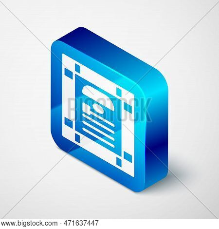 Isometric 26 November India Constitution Day Icon Isolated On Grey Background. Blue Square Button. V