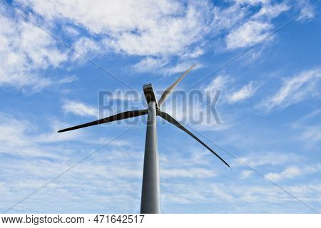 Windmills For The Production Of Electrical Energy. Wind Farm Of Renewable, Alternative And Sustainab