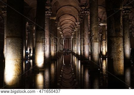 Istanbul, Turkiye - September 11, 2022: Inside Of Basilica Cistern In Sultanahmet District. Basilica