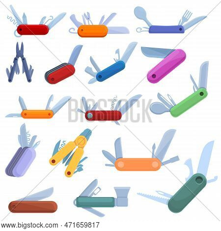 Multitool Icons Set. Cartoon Set Of Multitool Icons For Web Design