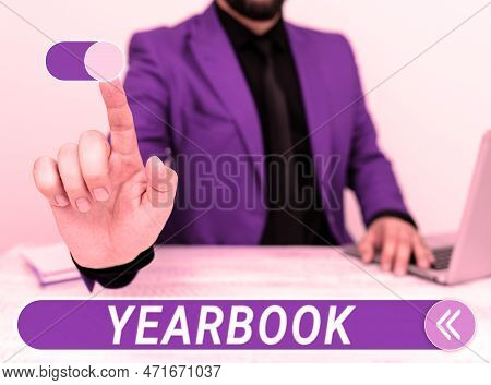 Text Showing Inspiration Yearbook. Business Overview Publication Compiled By Graduating Class As A R