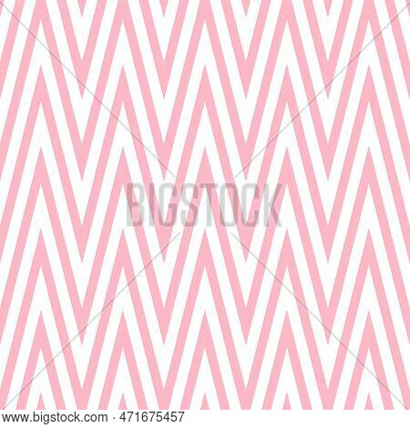 Pink Zigzag Seamless Pattern. Chevron Fabric Texture. Abstract Zig Zag Background. Repeating Vector 