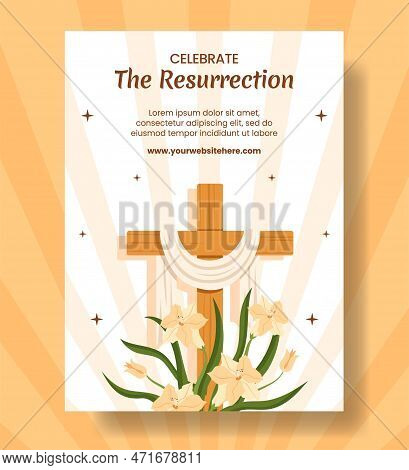 Happy Easter Sunday Day Vertical Poster Cartoon Hand Drawn Templates Background Illustration