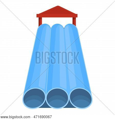 Water Park Slide Pipes Icon. Cartoon Of Water Park Slide Pipes Icon For Web Design Isolated On White
