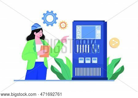 Machine Controlling System Illustration Concept On White Background