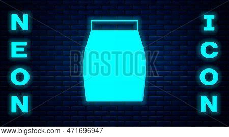 Glowing Neon Skirt Icon Isolated On Brick Wall Background. Vector