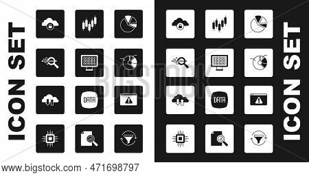 Set Pie Chart Infographic, Binary Code, Search Data Analysis, Cloud Computing Lock, Browser With Sto