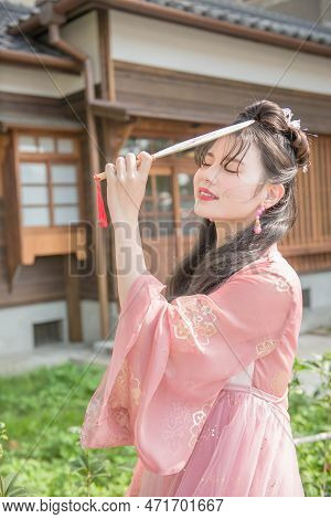 Girl, Asian, Smiley, Charming, Pink, Hanfu, Han Dynasty, Ancient China
