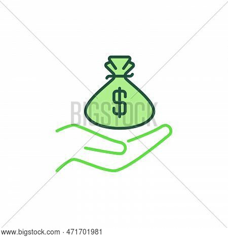 Hand With Money Bag Vector Bribery Concept Colored Icon Or Design Element