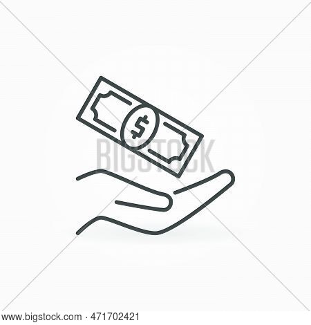 Money And Hand Vector Bribery Concept Outline Icon Or Symbol