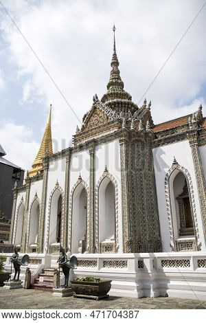 Phra Viharn Yod Temple At Grand Palace Complex In Bangkok. The Building Is Used As A Chapel For Budd
