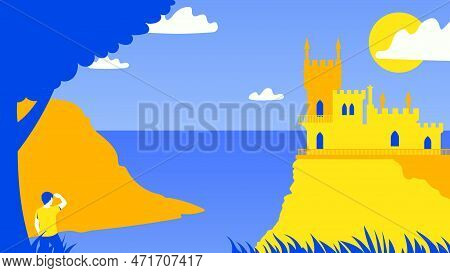 The Swallows Nest. Lastivchyne Hnizdo. Historical Architectural Monument. Vector Illustration